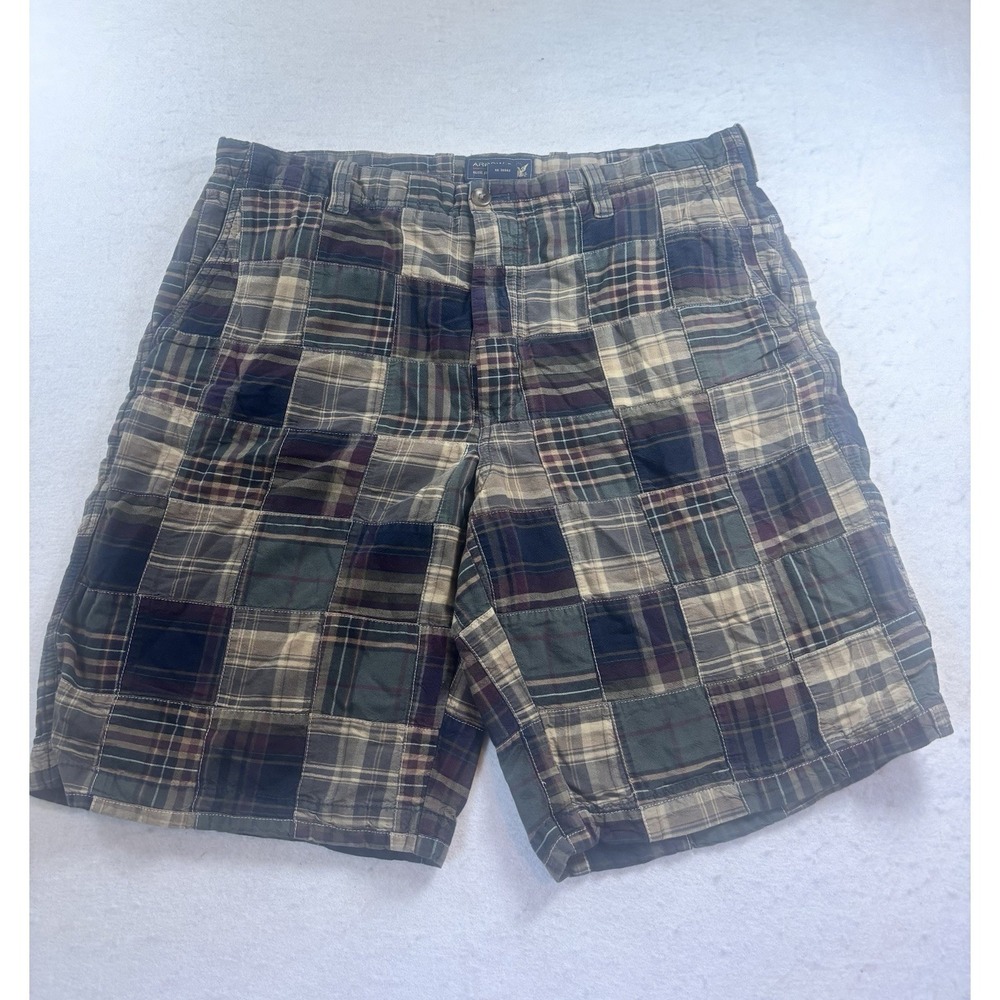 Arrow Blue Jeans Co Men's 36x9.5 Madras Plaid Shorts Brown Preppy